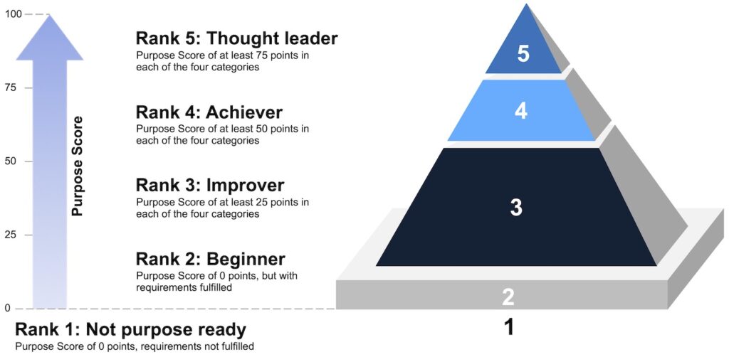 Purpose score with scale from 0 to 100, Corporate Purpose
