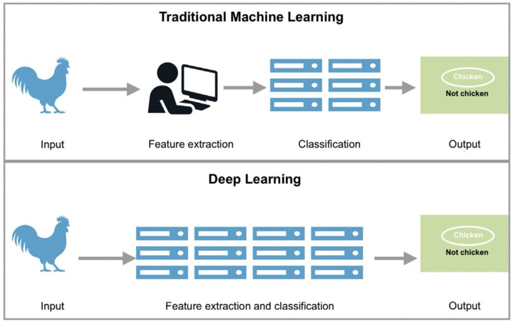 Difference between traditional Machine Learning and Deep Learning