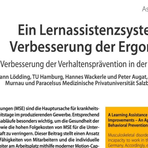Ein Lernassistenzsystem zur Verbesserung der Ergonomie