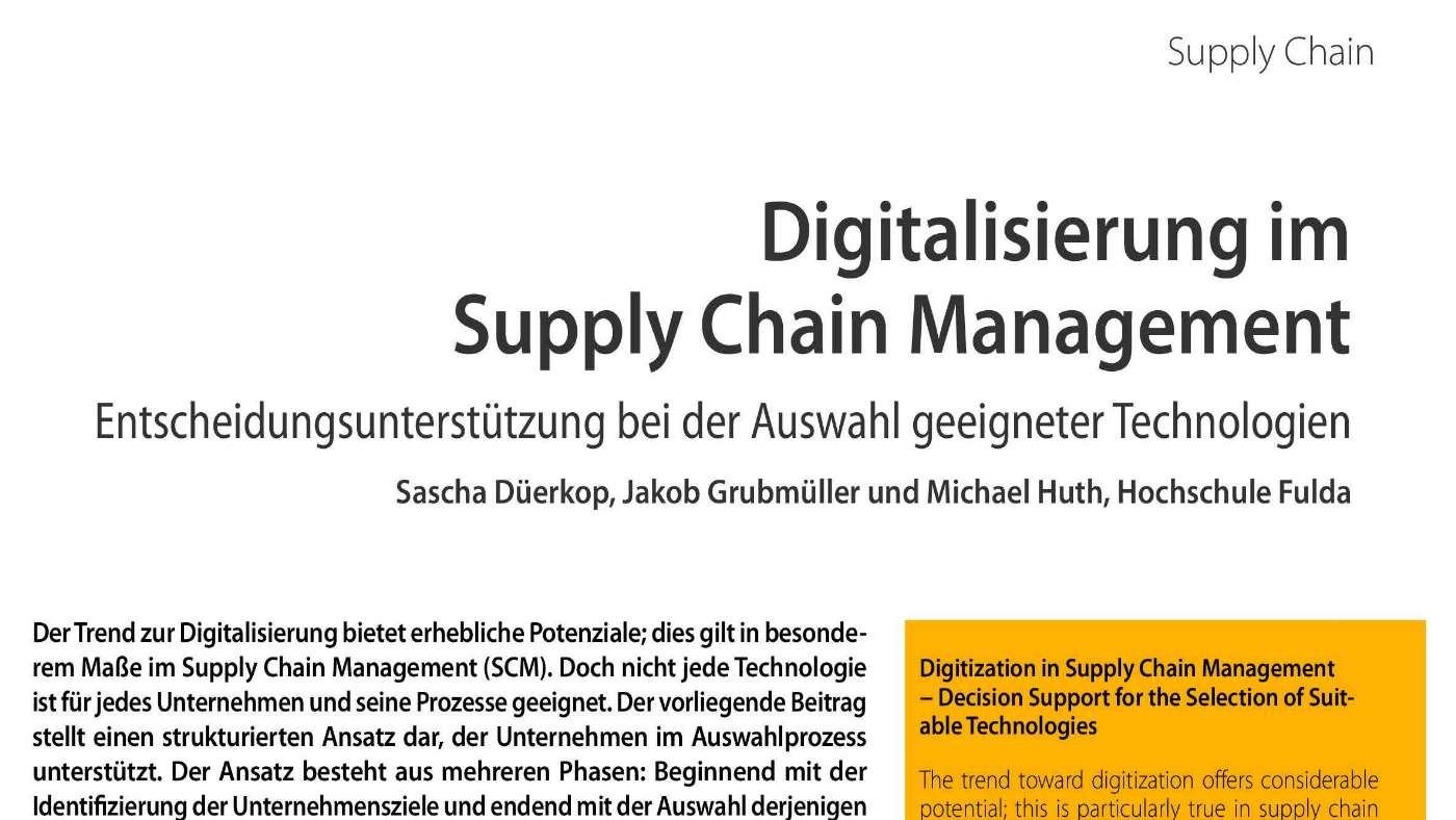 Digitalisierung im Supply Chain Management - Industry 4.0 Science