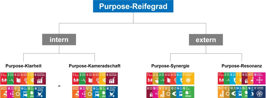 Verknüpfung der vier Purpose-Dimensionen mit den UN-Nachhaltigkeitszielen