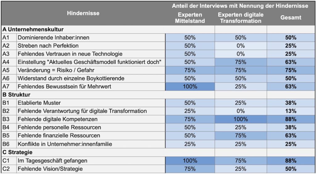 Ausschnitt aus den Ergebnissen der Experteninterviews