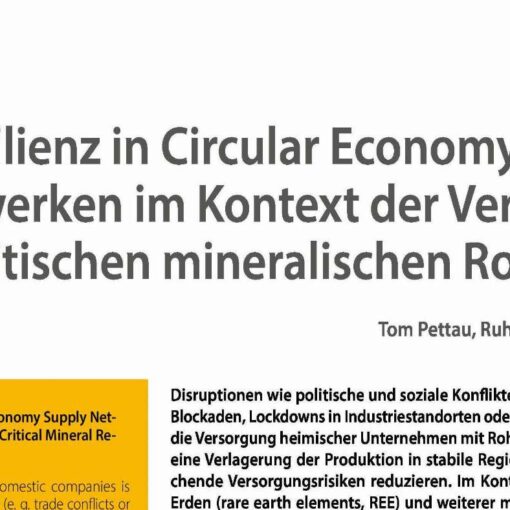 Resilience in Circular Economy Supply Networks in the Context of Critical Mineral Resource Supply