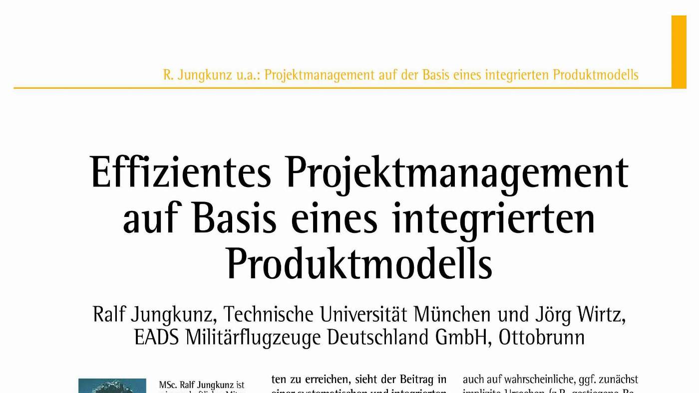 Efficient Project Management Based on an Integrated Product Model ...