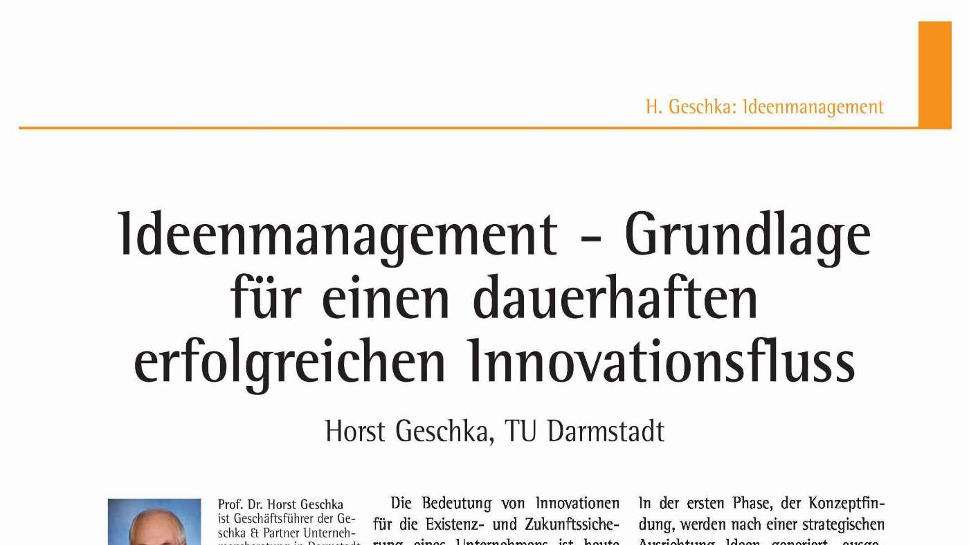 Permanent Innovation Idea Management - Basis for a Permanent Flow of Successful Innovations ...