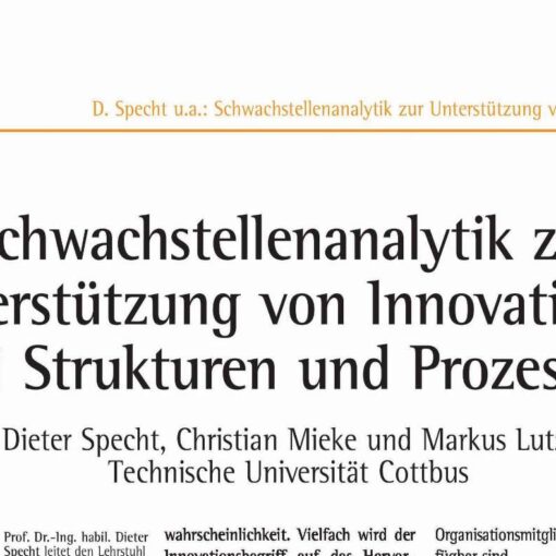 The Organisation-Oriented Analysis of Weak Spots as a Support System for Innovations in Structures and Processes