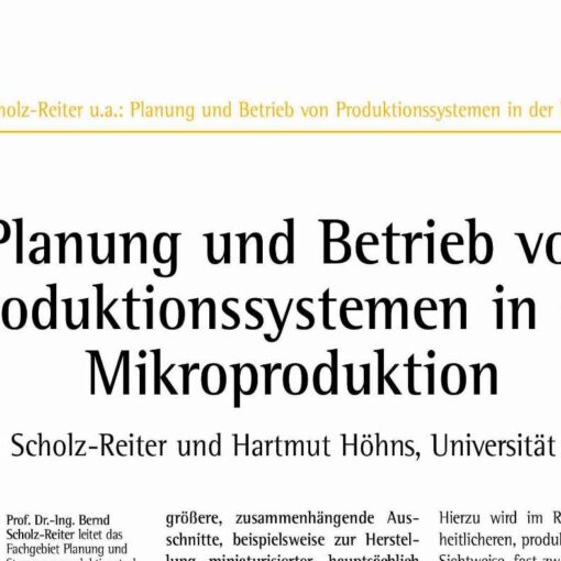 Planung und Betrieb von Produktionssystemen in der Mikroproduktion