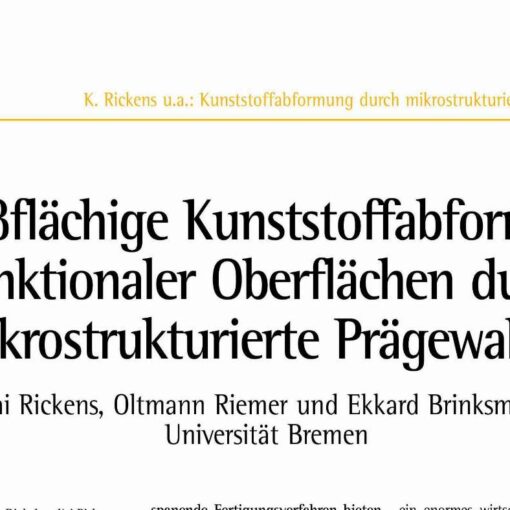 Großflächige Kunststoffabformung funktionaler Oberflächen durch mikrostrukturierte Prägewalzen
