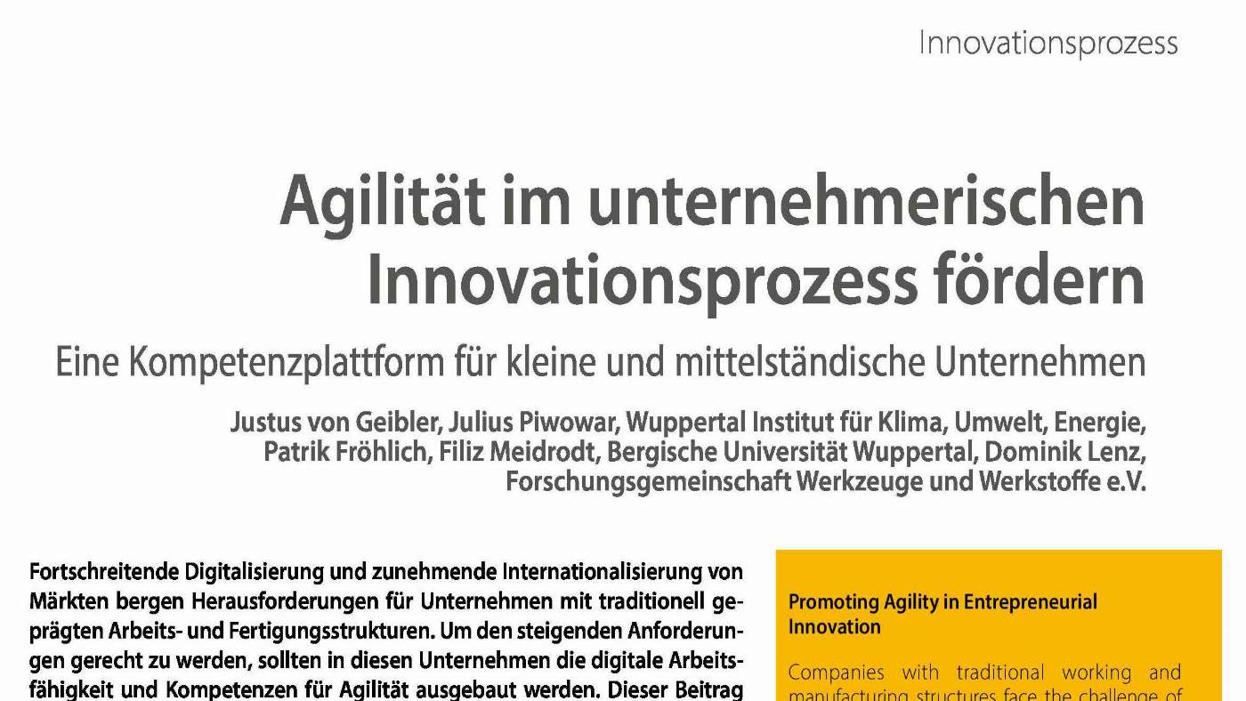 Agility Innovation Promoting Agility in Entrepreneurial Innovation - Industry 4.0 Science