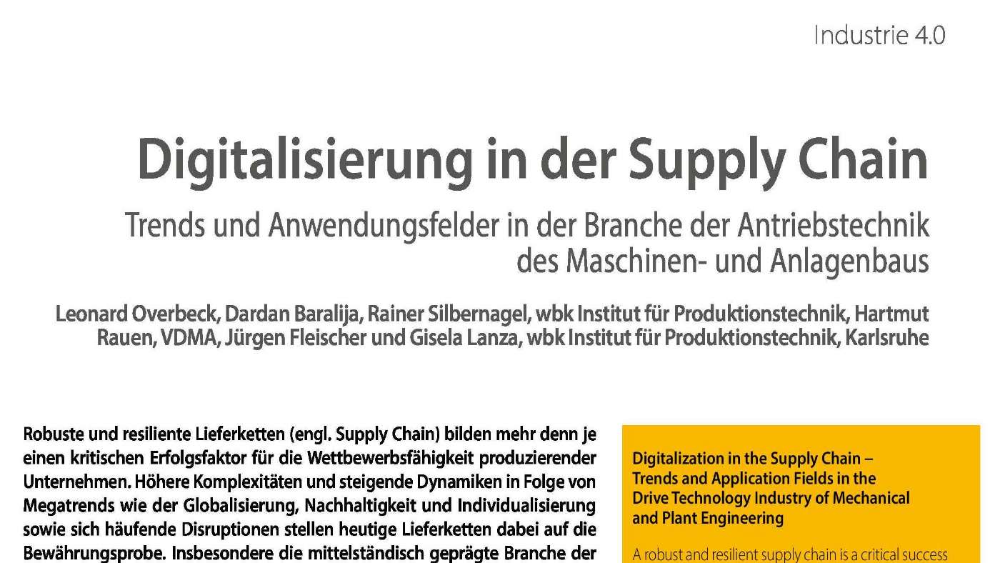 Digitalization in the Supply Chain - Industry 4.0 Science