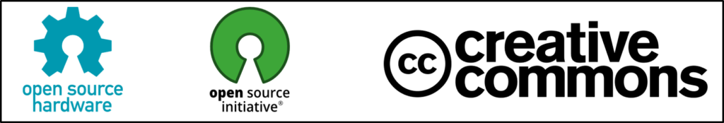Label for Open Source Hardware by OSHWA, Open Source Initiative (OSI) and Creative Commons