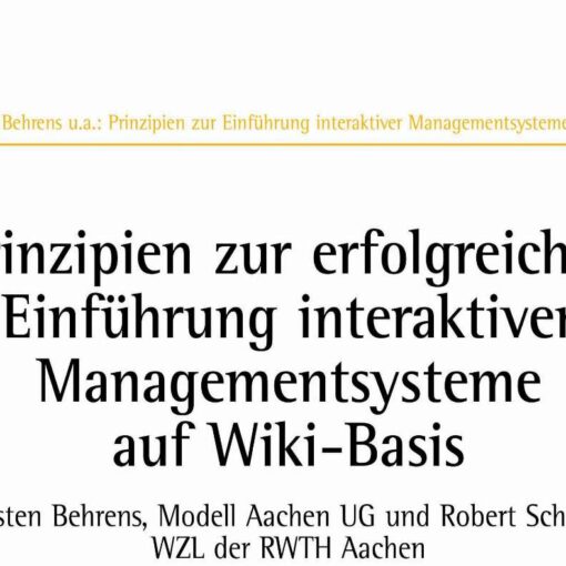 Interaktive Managementsysteme auf Wiki-Basis