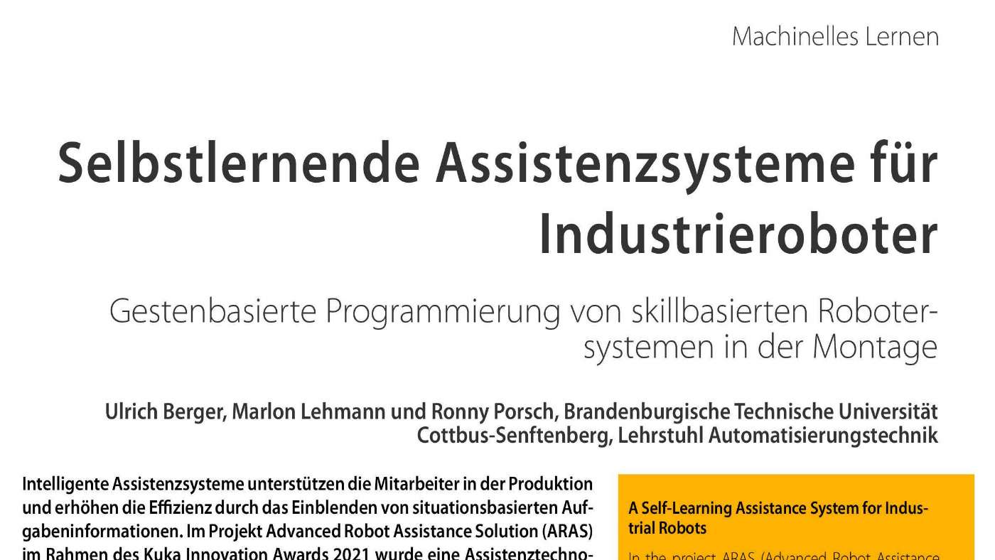 A Self-Learning Assistance System for Industrial Robots - Industry 4.0 ...