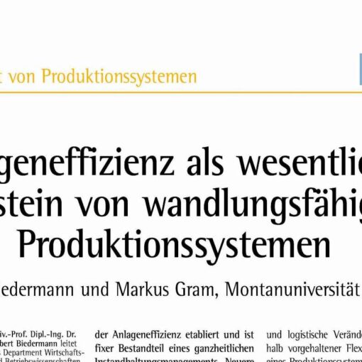 Plant Efficiency as an Essential Component of Agile Production Systems