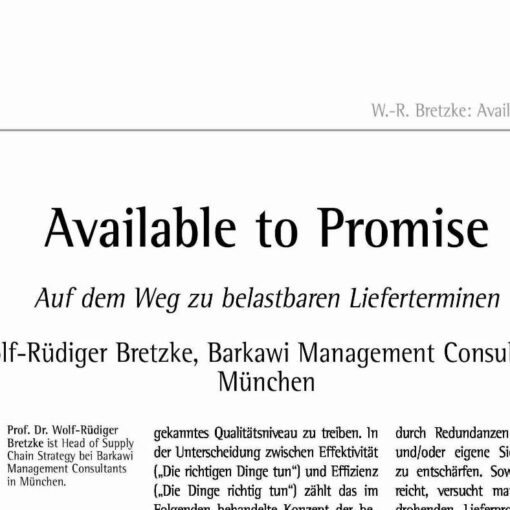 Available to Promise: On the way to Resilient Supply Chains
