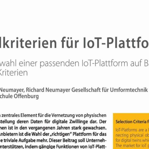 Selection Criteria for IoT Platforms