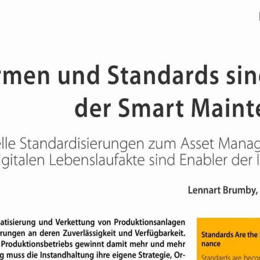 Standards Are the Basis of Smart Maintenance