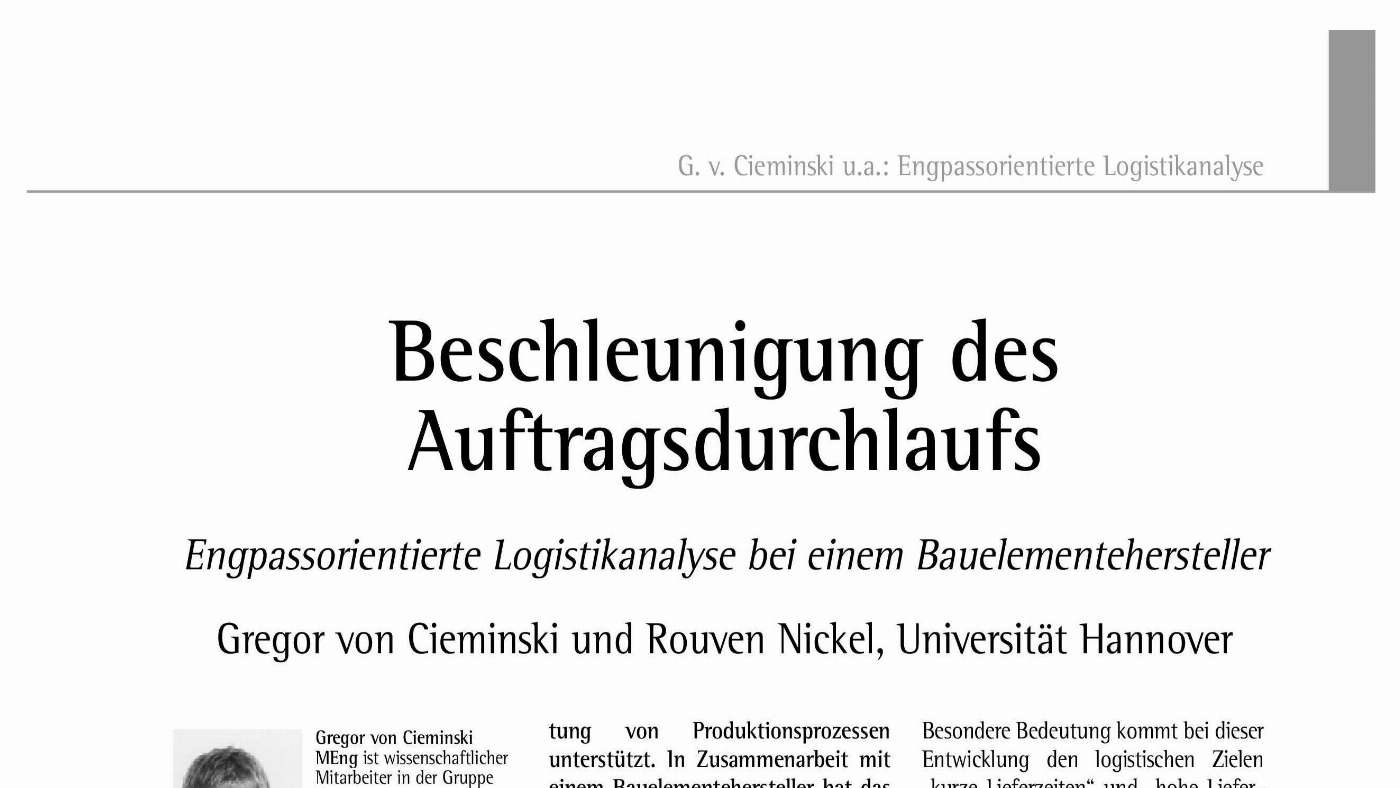 Accelerating the Order Throughput - Industry 4.0 Science