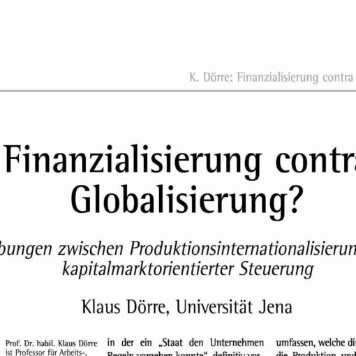Financialization contra Globalisation