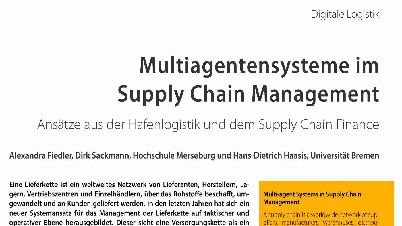 Multi-agent Systems in Supply Chain Management - Industry 4.0 Science