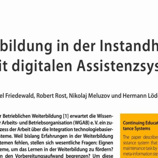 Weiterbildung in der Instandhaltung mit digitalen Assistenzsystemen