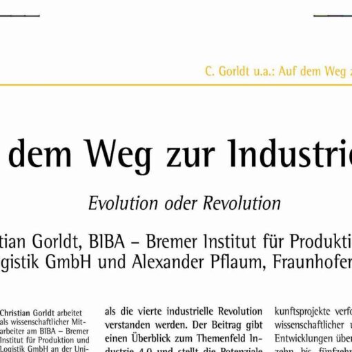 Auf dem Weg zur Industrie 4.0 Evolution oder Revolution