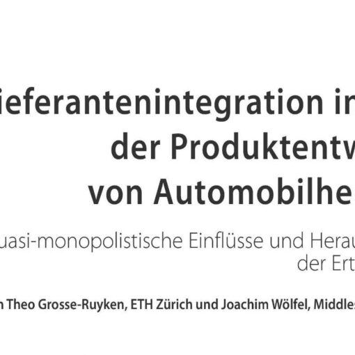 Supplier Integration in Product Development Projects of Automotive Manufacturers
