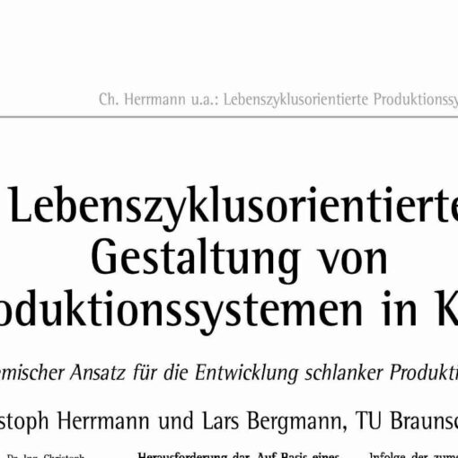 Lebenszyklusorientierte Gestaltung von Produktionssystemen in KMU