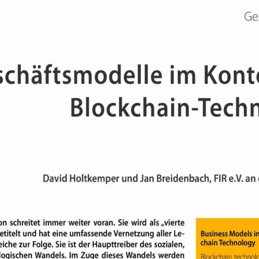 Business Models in the Context of Blockchain Technology