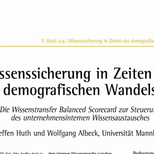 Wissenssicherung in Zeiten des demografischen Wandels