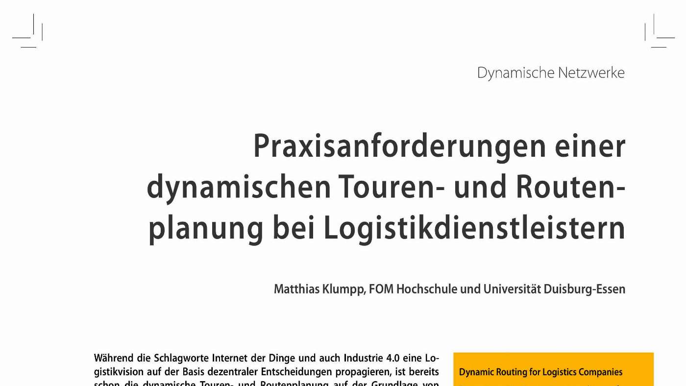 Dynamic Routing for Logistics Companies - Industry 4.0 Science