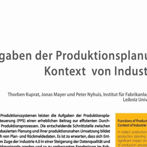 Aufgaben der Produktionsplanung im Kontext  von Industrie 4.0