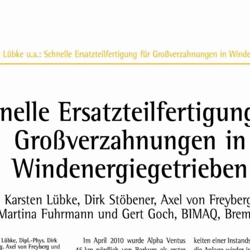 Fast Production of Replacement Gears for Wind-Turbine Gearboxes