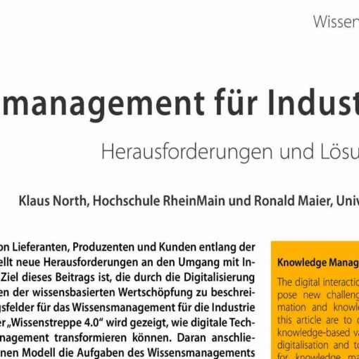 Knowledge Management for Industry 4.0