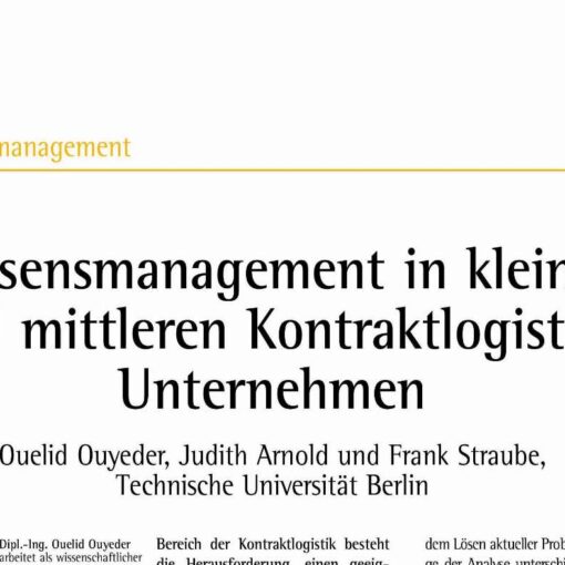 Knowledge Management in Small and Medium-Sized Enterprises in Contract Logistics