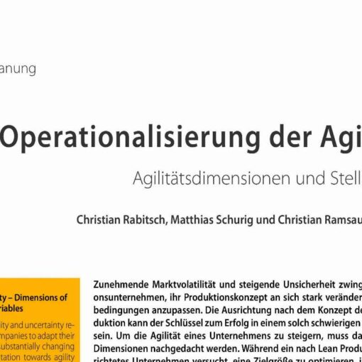 Operationalizing Agility - Dimensions of Agility and Control Variables