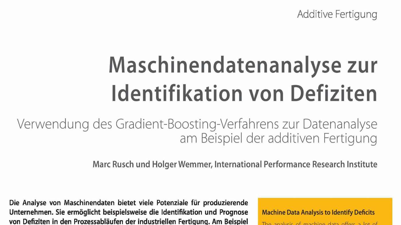 Machine Data Analysis to Identify Deficits - Industry 4.0 Science