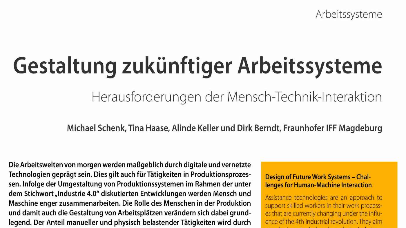 Design of Future Work Systems - Challenges for Human-Machine ...
