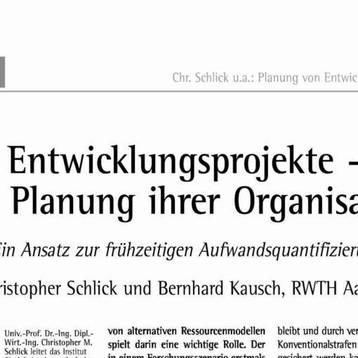 Development Projects - The Planning of Their Organization