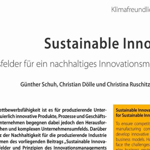 Sustainable Innovation - Handlungsfelder für ein nachhaltiges Innovationsmanagement