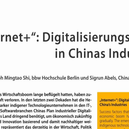 „Internet+“: Digitalisation Trends in China’s Industries