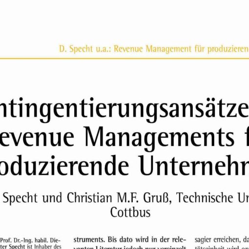 Kontingentierungsansätze des Revenue Managements für produzierende Unternehmen
