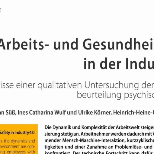 Arbeits- und Gesundheitsschutz in der Industrie 4.0
