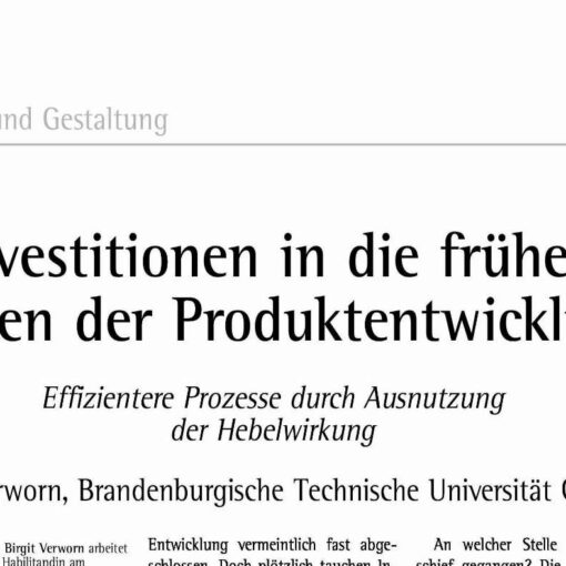 Investitionen in die frühen Phasen der Produktentwicklung
