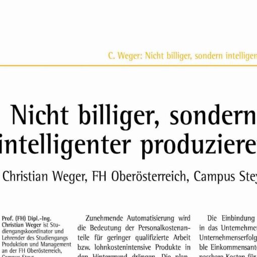 Intelligent rather than Cheap Manufacturing