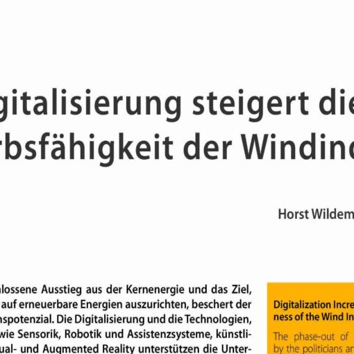 Digitalisierung steigert die Wett-bewerbsfähigkeit der Windindustrie