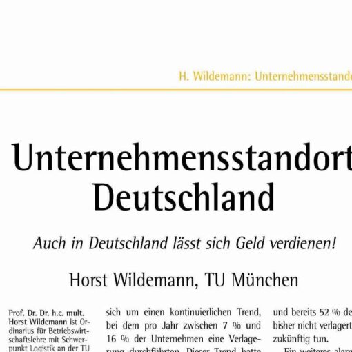 Germany as Industrial Location - Even in Germany Money Can Be Earned!