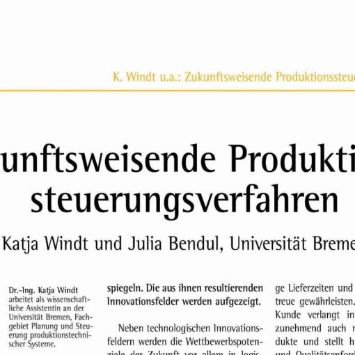 Advanced Production Control for Machine Concepts