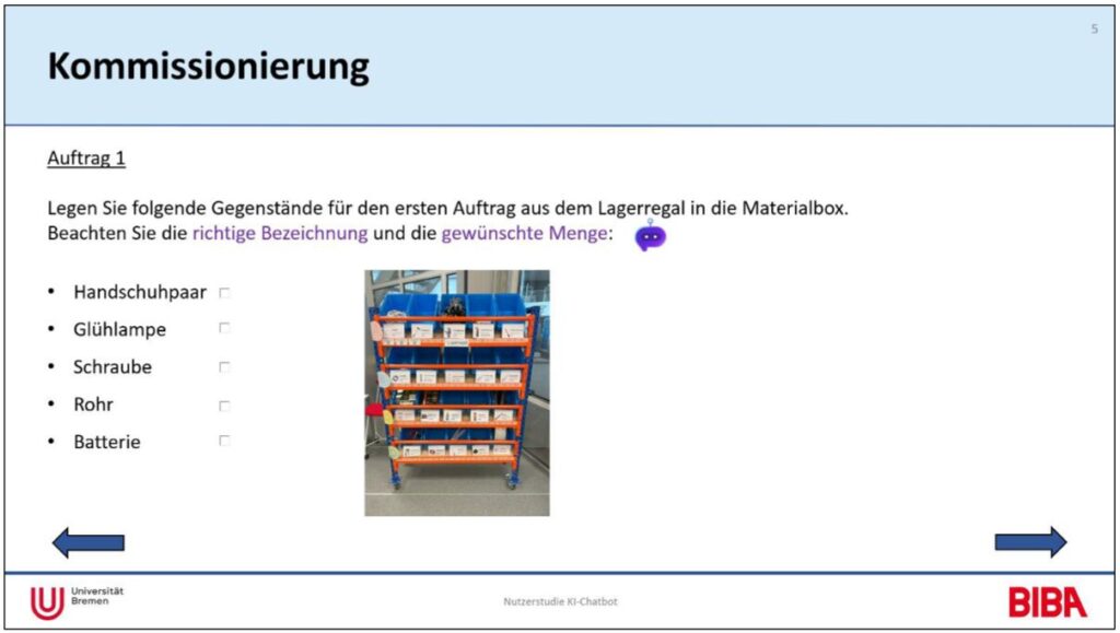 Bild 4: Screenshot des KI-Chatbot-Assistenzsystems aus Nutzerstudie 2.
