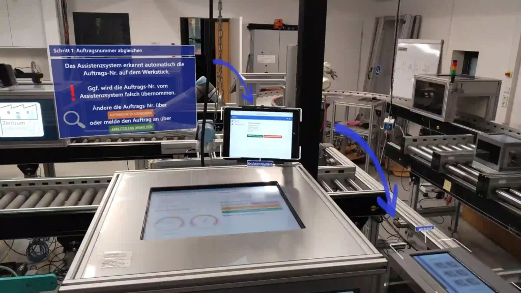 Produktionsumgebung während des Lernens und der Anwendung und Visualisierung der Augmented Reality Anweisungen